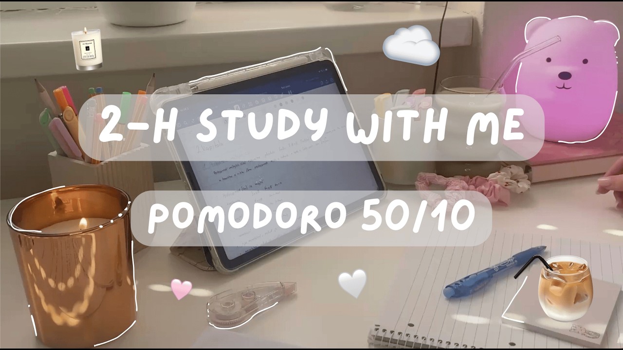 2 Hour Study With Me✨| Pomodoro 50/10 | Relaxing Fireplace Ambience