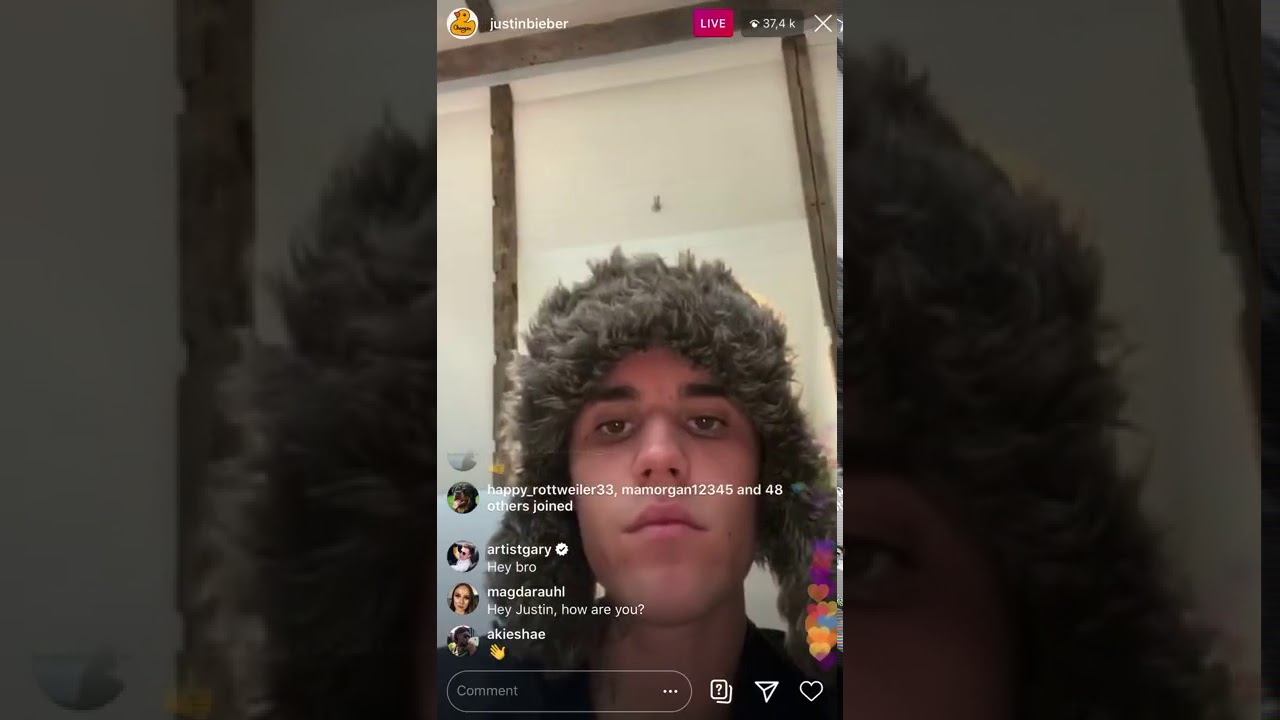 Justin Bieber & Tom Holland Instagram Live