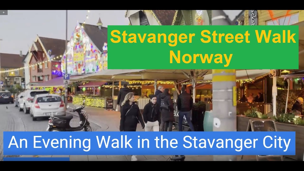 4K Stavanger Evening Street Walk, Norway