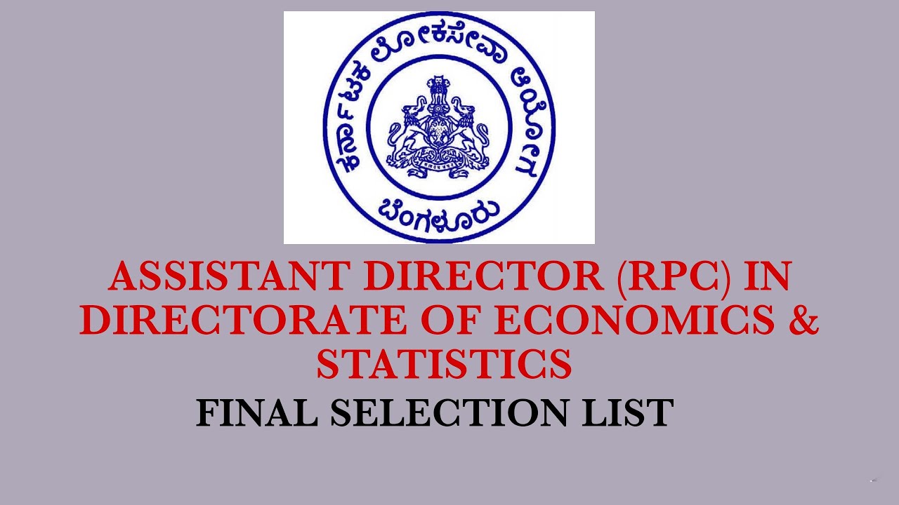 Assistant director RPC in directorate of economics & STATISTICS final selection list