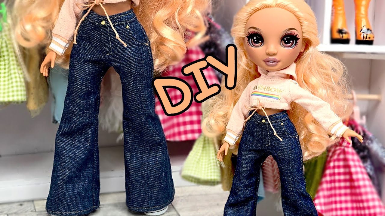 How to make Doll Jeans For Rainbow High Dolls! Very Easy Pattern Making!