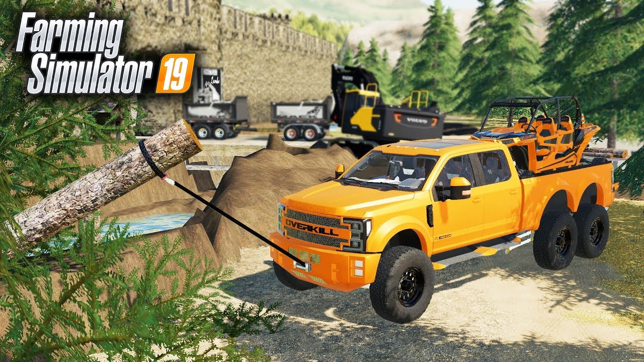 FS19- WINCHING TREES WITH MY $120,000 TRUCK | OVERKILL F-550 FROM ROLLIN COAL CUSTOMS