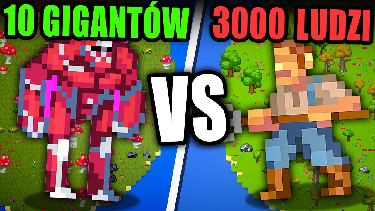 10 GIGANT&Oacute;W vs  3000 LUDZI KTO JEST SILNIEJSZY? - WORLDBOX
