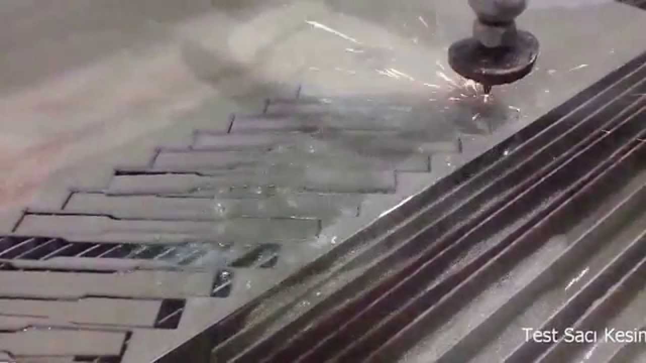 Waterjet cutting machine test plate cutting video