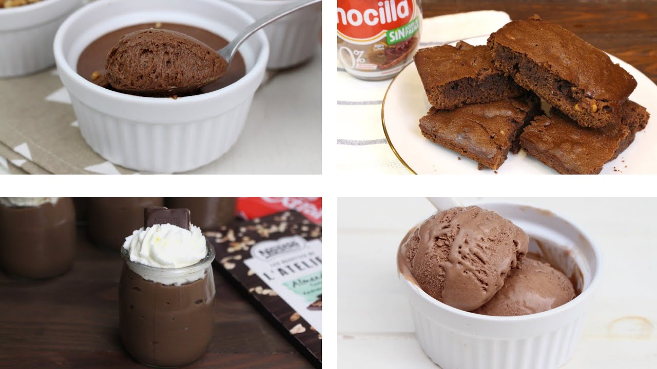 🍫4 recetas con CHOCOLATE f&aacute;ciles🍫 | Postres con chocolate