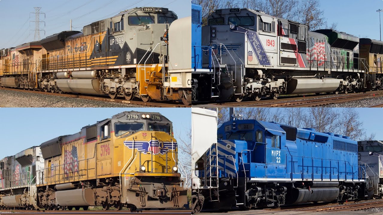 Trains around Houston ft UP1989, UP1983, UP1943, CP8781, AMTK160, MVPX switcher & more!!!!!!