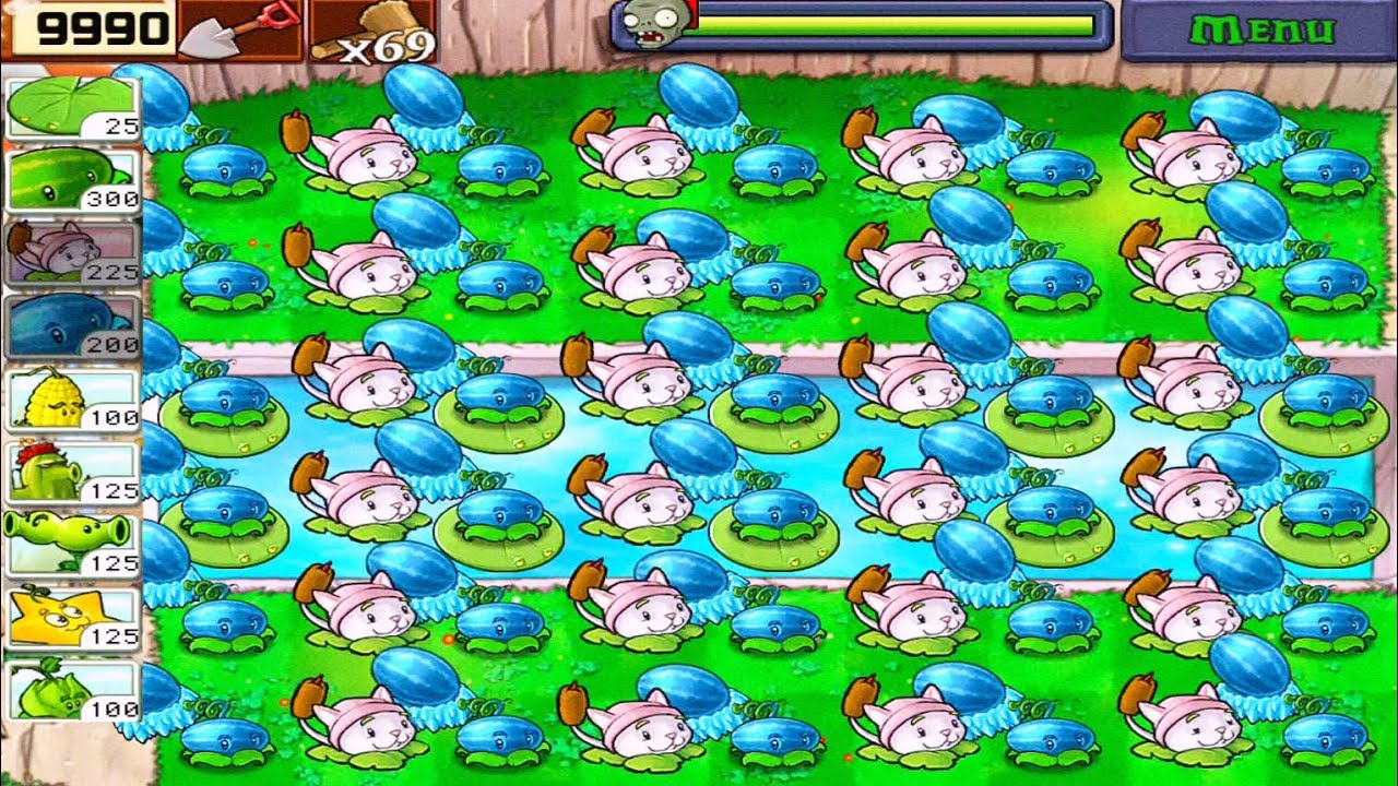 WINTER MELON & CATTAIL VS ALL OUT ZOMBIES | SURVIVAL POOL | FULL HD [ 1080p ] | PVZ GAMEPLAY