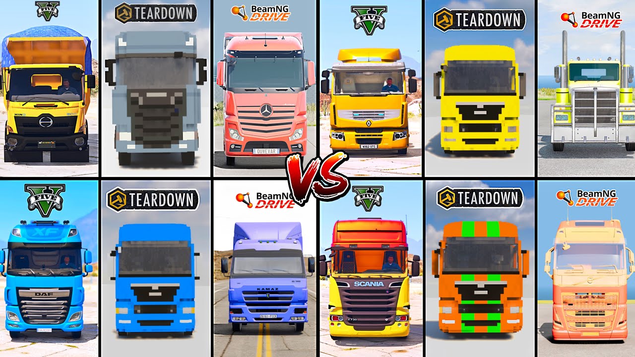GTA 5 TRUCK VS TEARDOWN TRUCK VS BEAMNG TRUCK - WHICH IS BEST?