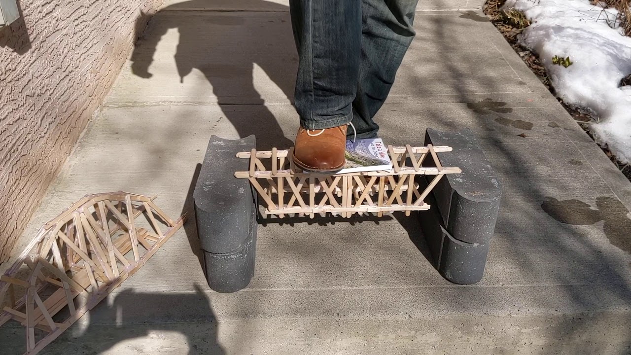 100 popsicle stick truss bridge, 180lb test