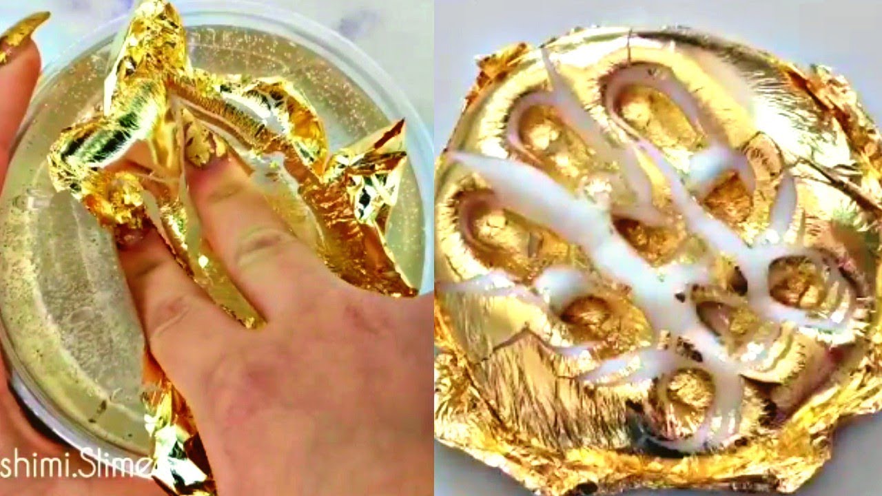 Gold Leaf Slime Mixing-Oddly Satisfying ASMR