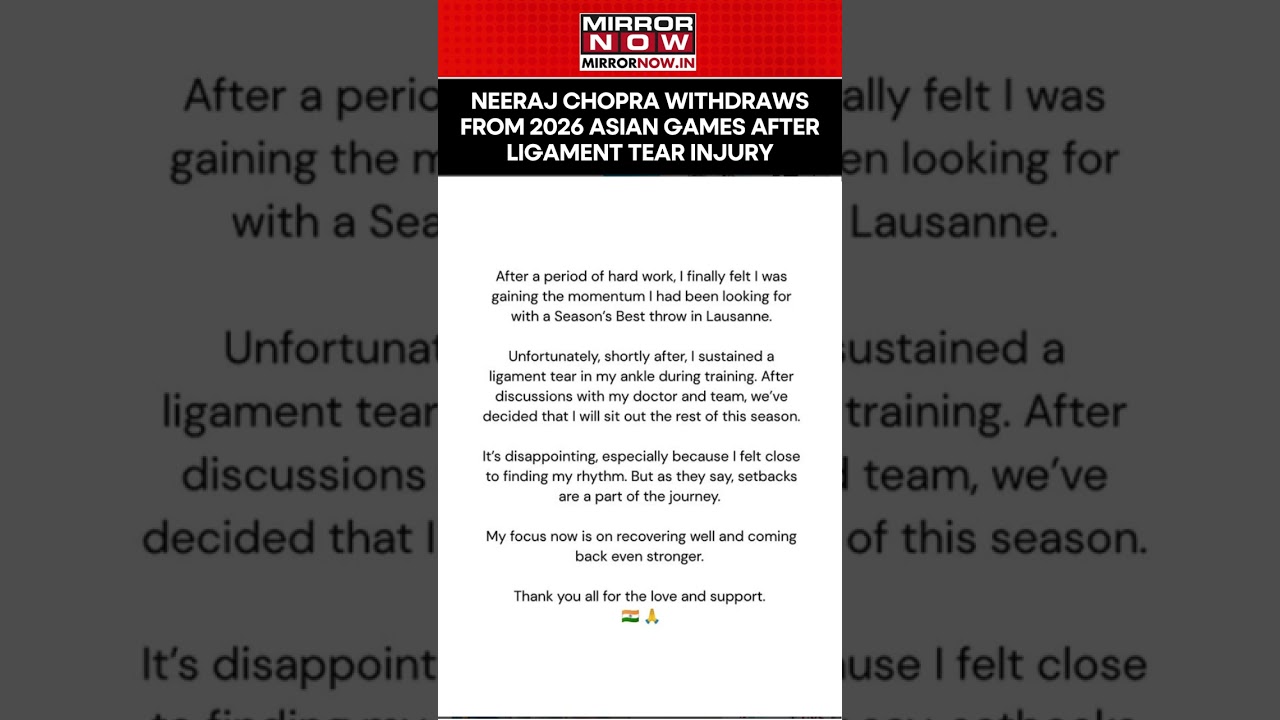 Neeraj Chopra Withdraws From 2026 Asian Games After Ligament Tear Injury | Watch #shorts #ytshorts