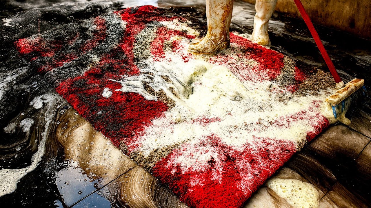 Removing Deep Black Stains from Shaggy Carpet | Insanely Satisfying ASMR Cleaning
