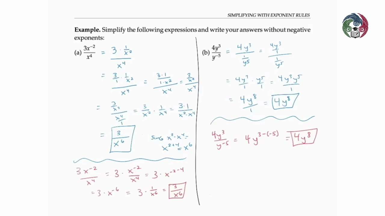 Exponent Rules and Simplifying using Exponent Rules