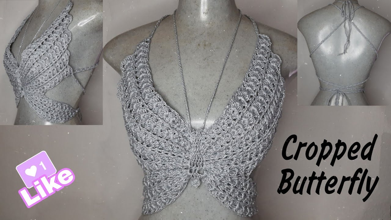 Cropped Borboleta❤ Tamanho P❤#crochet #croche #butterfly #gabycrochês #semprecirculo