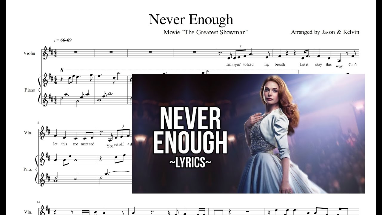 Never Enough - The Greatest Showman (Music Score)