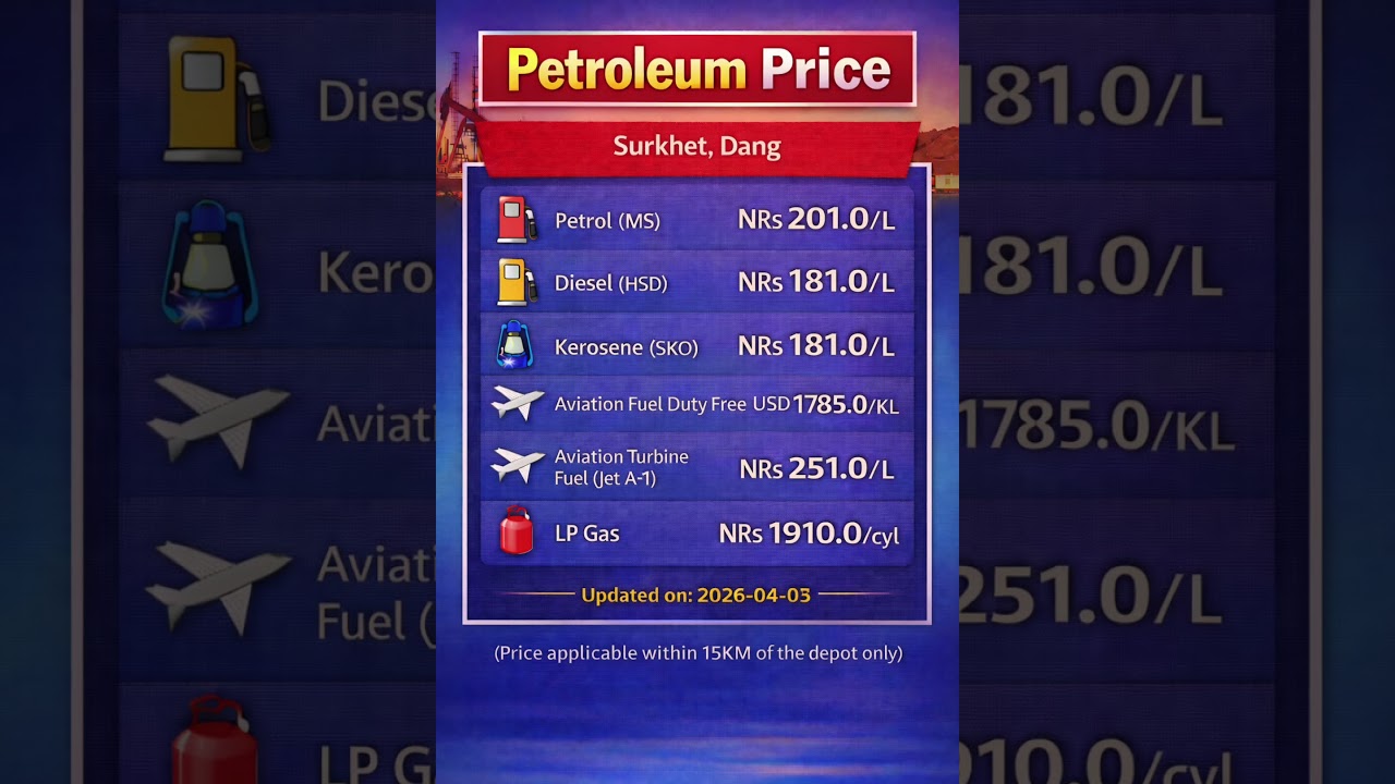 Petrol, Diesel, Gas price in Nepal  as of 2026-04-05 #nepal #petrolprice #dieselprices #gasprices