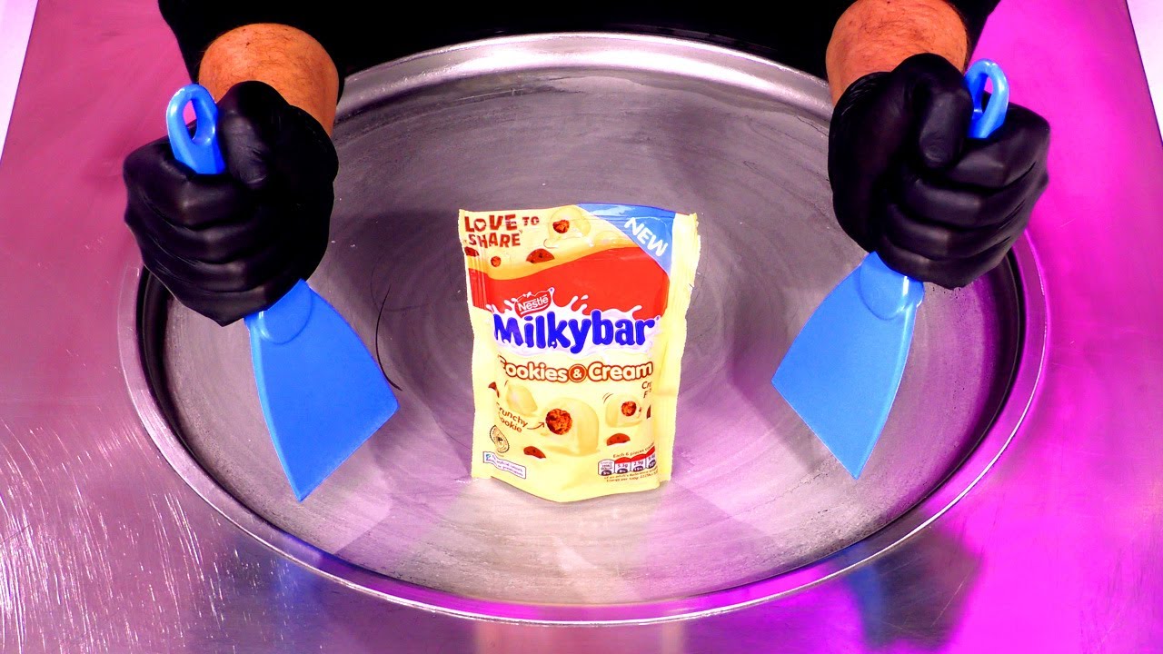 ASMR | Milkybar Cookies & Cream Ice Cream Rolls with crunchy Cookies and white Milk Chocolate Bites