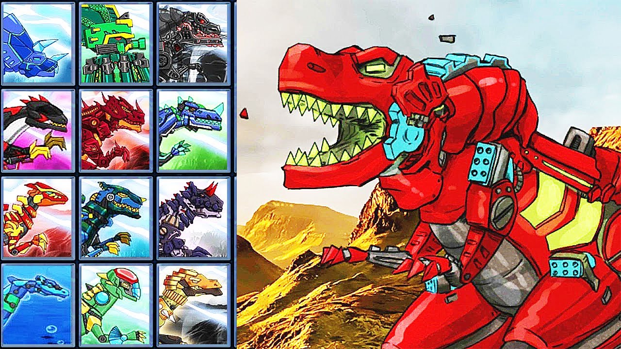 Tyranno Red Renewal - T-Rex Vs 12 Dino Robots | Eftsei Gaming