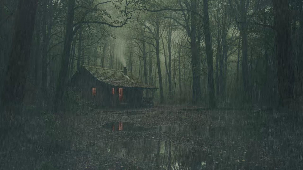 Forest Cabin at Night in Heavy Rain | Deep Sleep Ambience