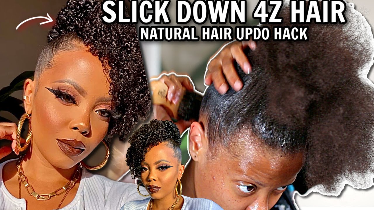 😱 My 4Z HAIR is WILD so I tried THIS Hack! EASY SLICK DOWN Natural Hair UPDO No SKILLS! CURLSQUEEN