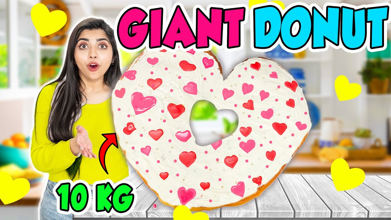 Making the World's Biggest HEART DONUT🍩💞| इतना बड़ा डोनट  😱😵‍💫