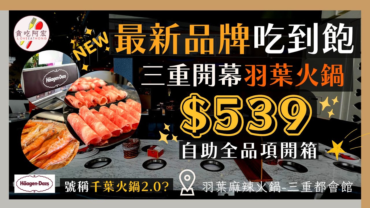 【新店快報】全新品牌羽葉火鍋-三重店開箱！＄539元吃到飽｜哈根達斯、酸菜鴨吃到飽｜號稱千葉2.0版本？！｜羽葉麻辣火鍋-三重都會館開箱｜#buffet #千葉 #吃到飽