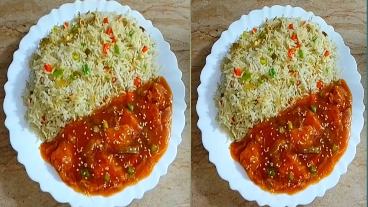 Restaurant style|chicken Manchurian|with|egg fried rice|recipe by Asma ka kitchen