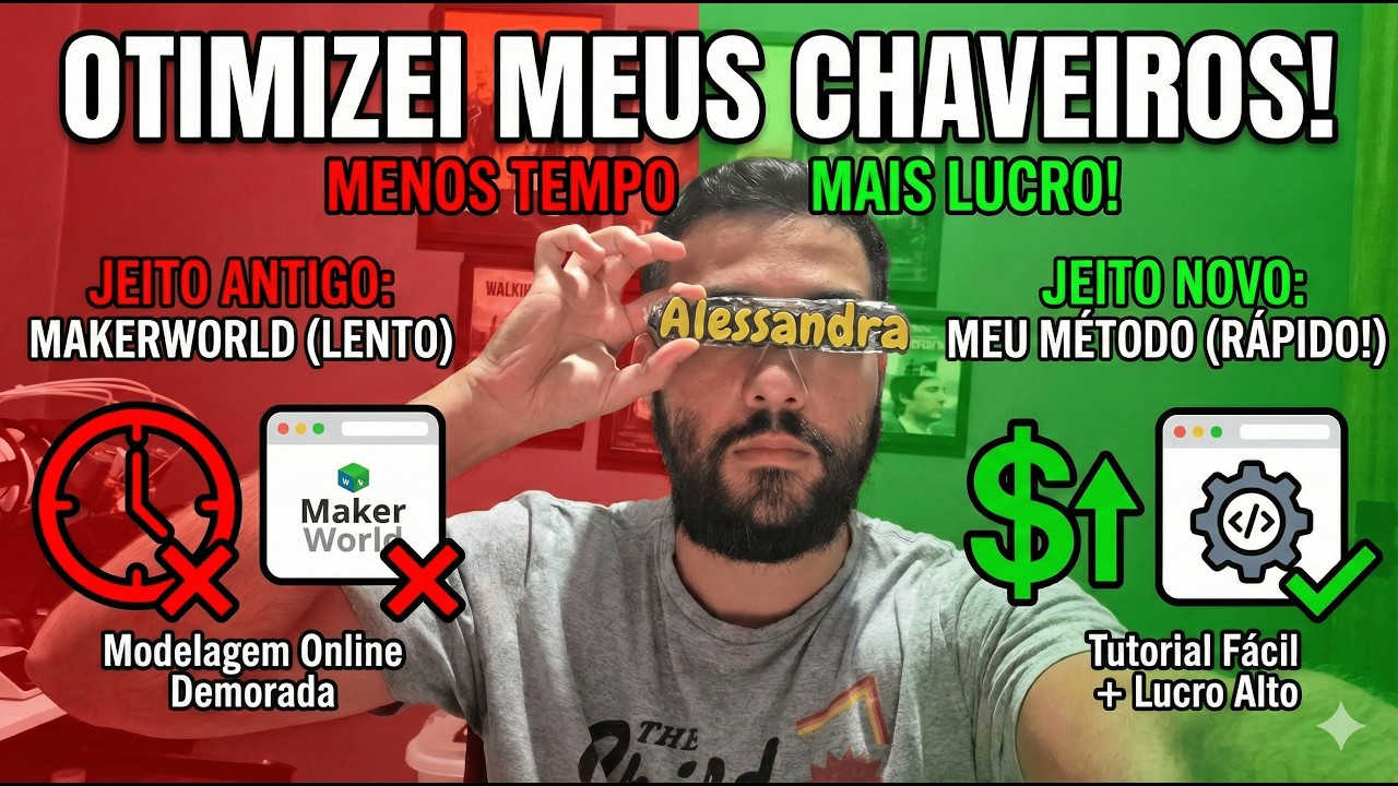 Otimizei meus Chaveiros 3D: Como fazer MUITO mais rápido (+ Tutorial MakerWorld)