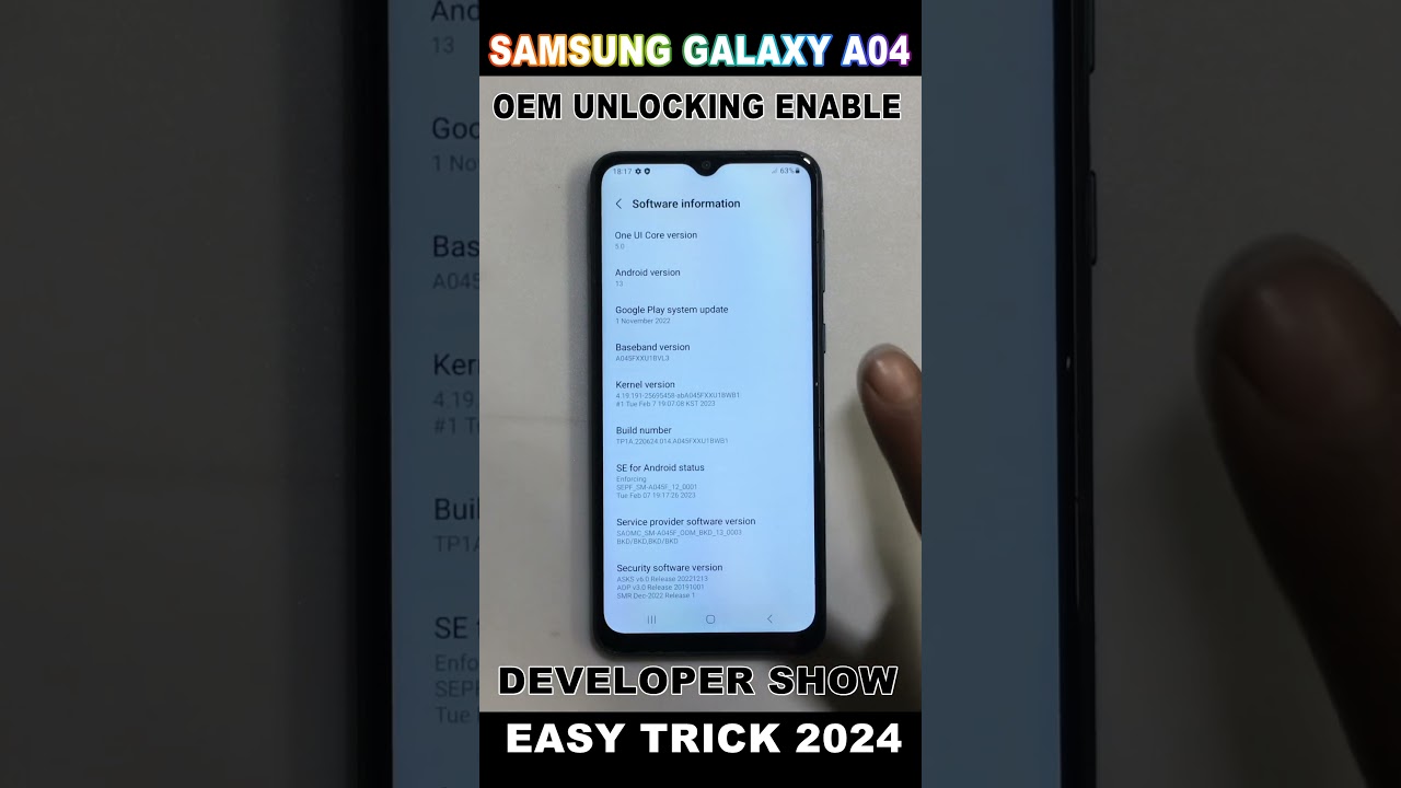 SAMSUNG GALAXY A04 OEM UNLOCKING ENABLE / DEVELOPER SHOW 2024 🔥 #2024