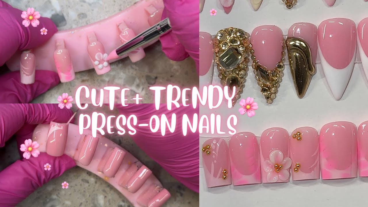 How to make Cute Press on nails! 💅🏼 Press on nail tutorial 