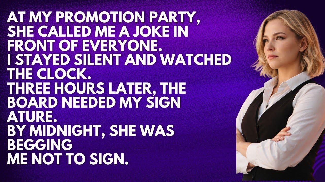 At My Promotion Party She Called Me a Joke — By Midnight, She Was Begging for My Signature