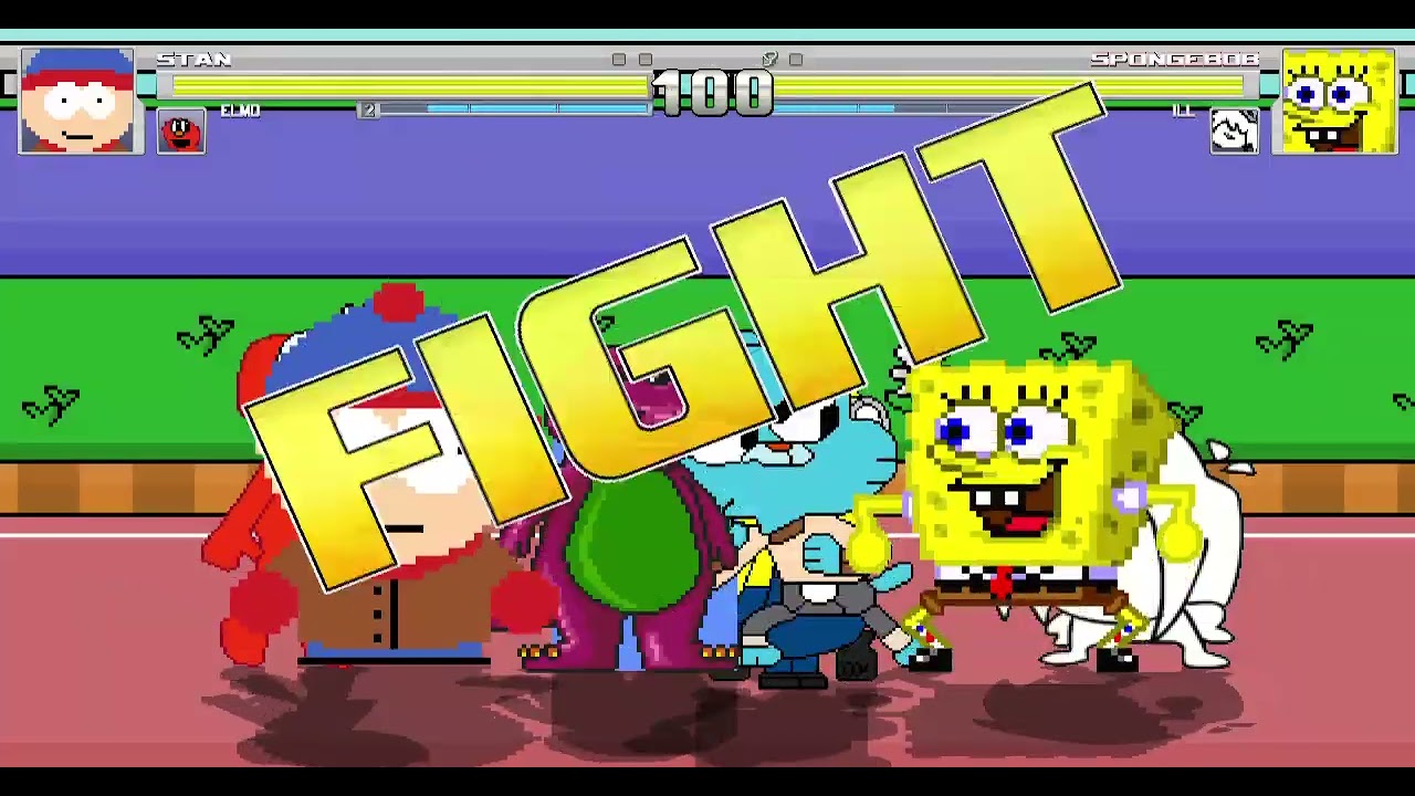 Mugen Request Stan, Elmo, Barney & Bloo VS Spongebob, Ill, Gumball & Dave