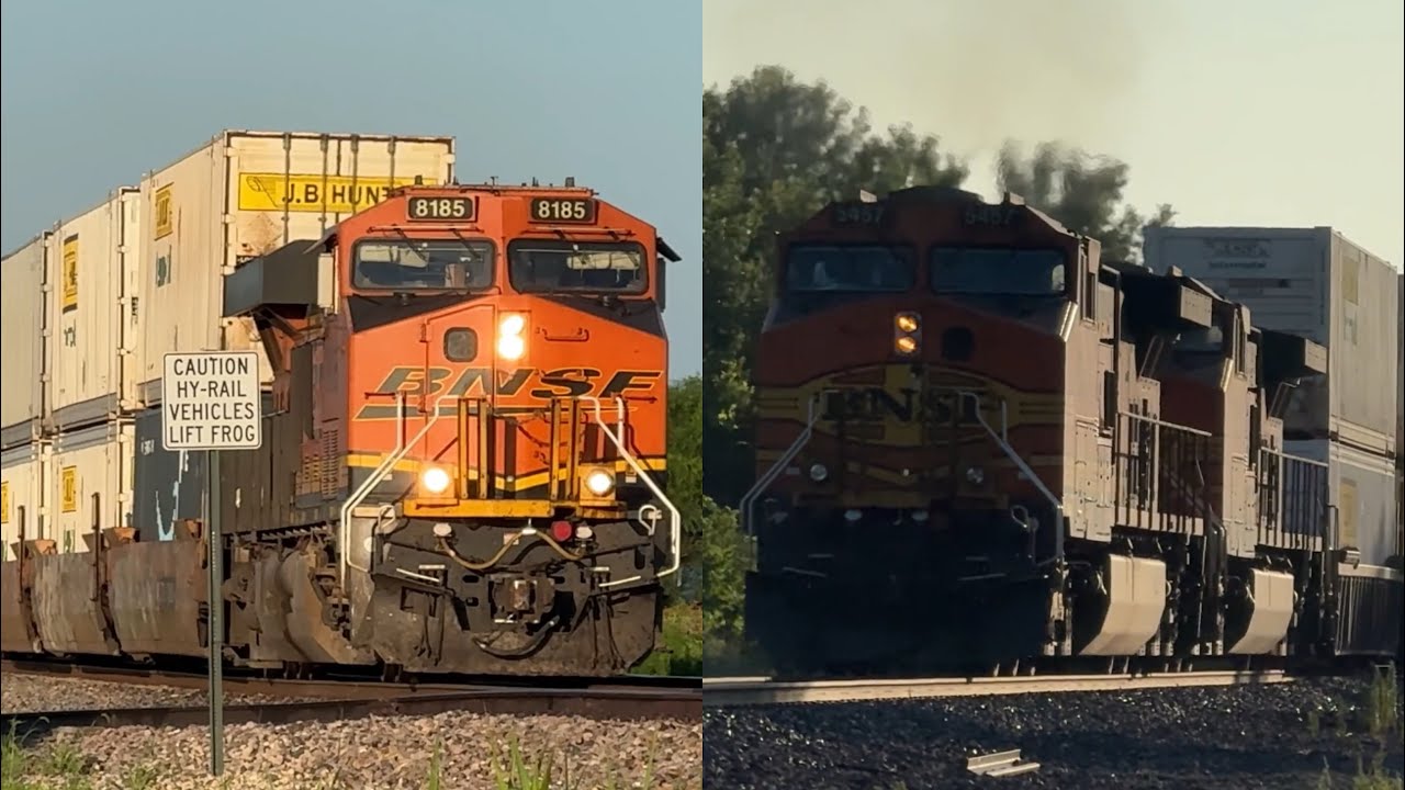 1x2 BNSF Intermodal Q train proceeding east! BNSF Transcon: Marceline sub..6/28/25