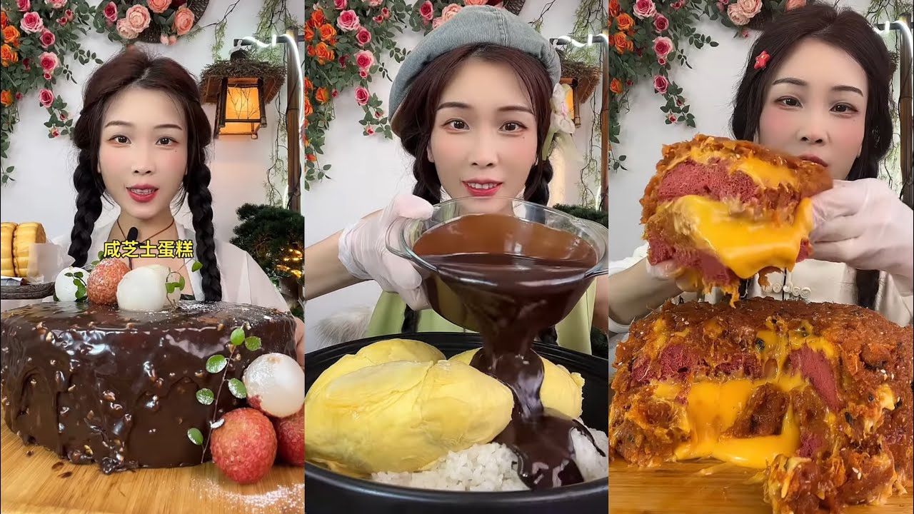 【ASMR】【MUKBANG】CREAM LAVA CAKE MUKBANG🍰 DESSERT 🧁 CHOCOLATES 🍫 eating sound #咀嚼音 #asmr #mukbang