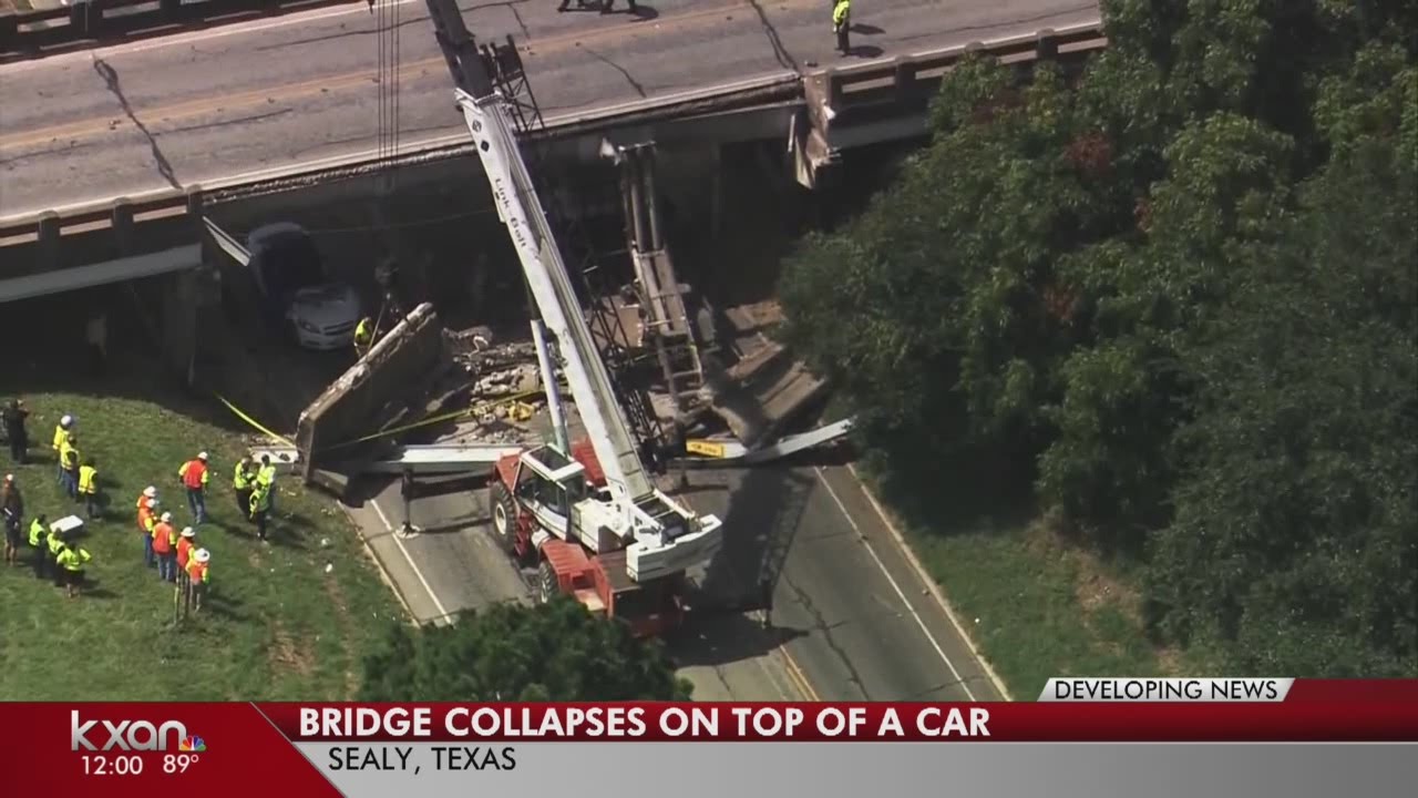 Bridge falls on car in Sealy, Texas