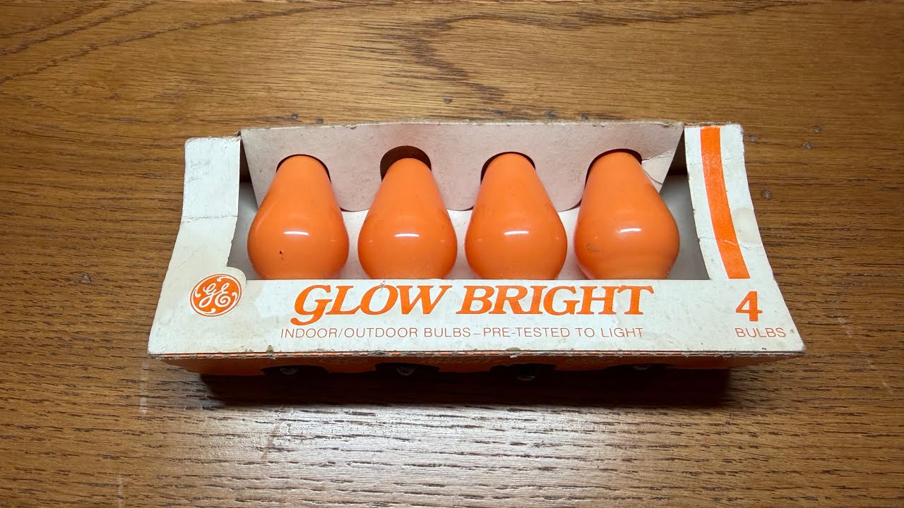 Vintage GE Glow Bright 5watt Orange C7 Christmas Light Bulbs