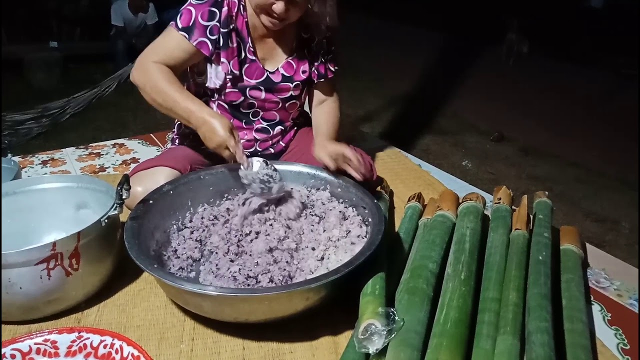 วิธีทำข้าวหลาม สูตร มันม่วง หวาน มัน อร่อย