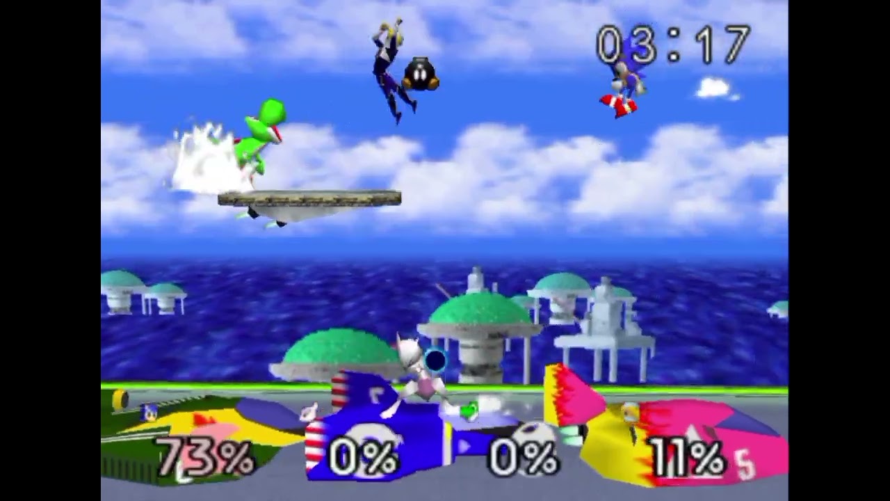 Super Smash Bros Remix 2.0.0 Sonic Classic vs Mewtwo vs Yoshi vs Sheik