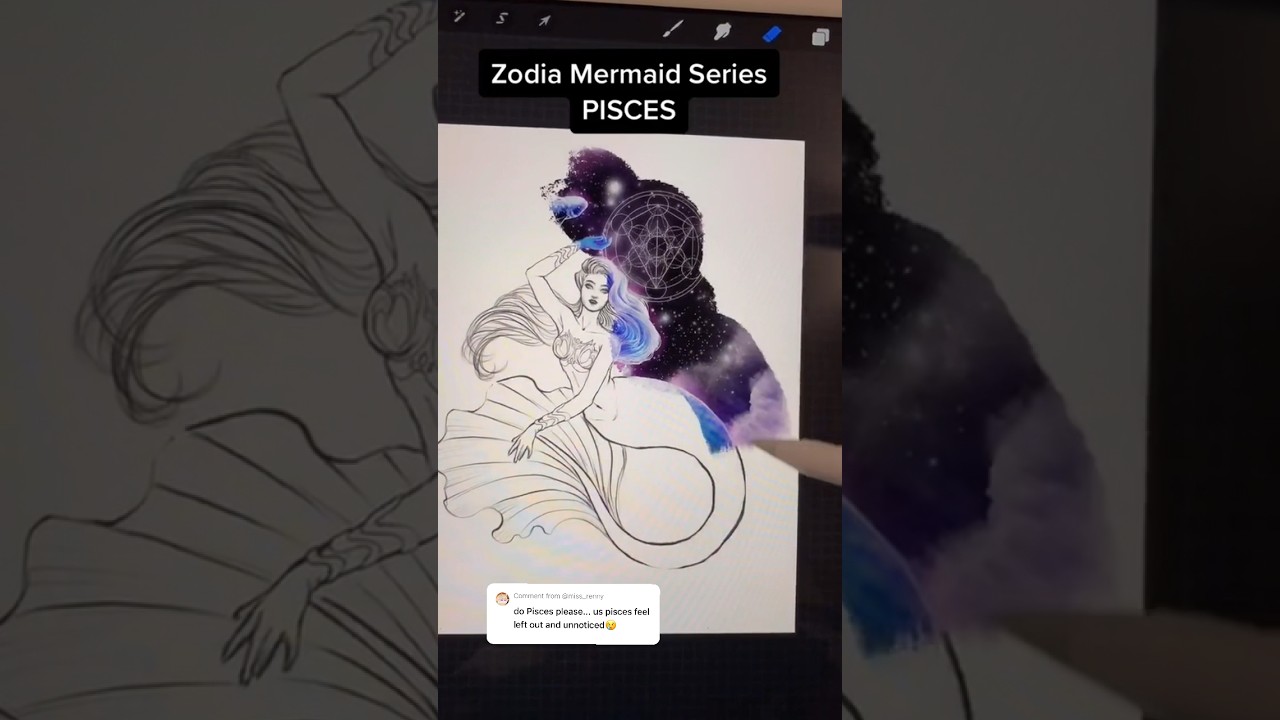 Pisces as a mermaid 🐟🧜&zwj;♀️ #astrology #zodiac #art #mermaid
