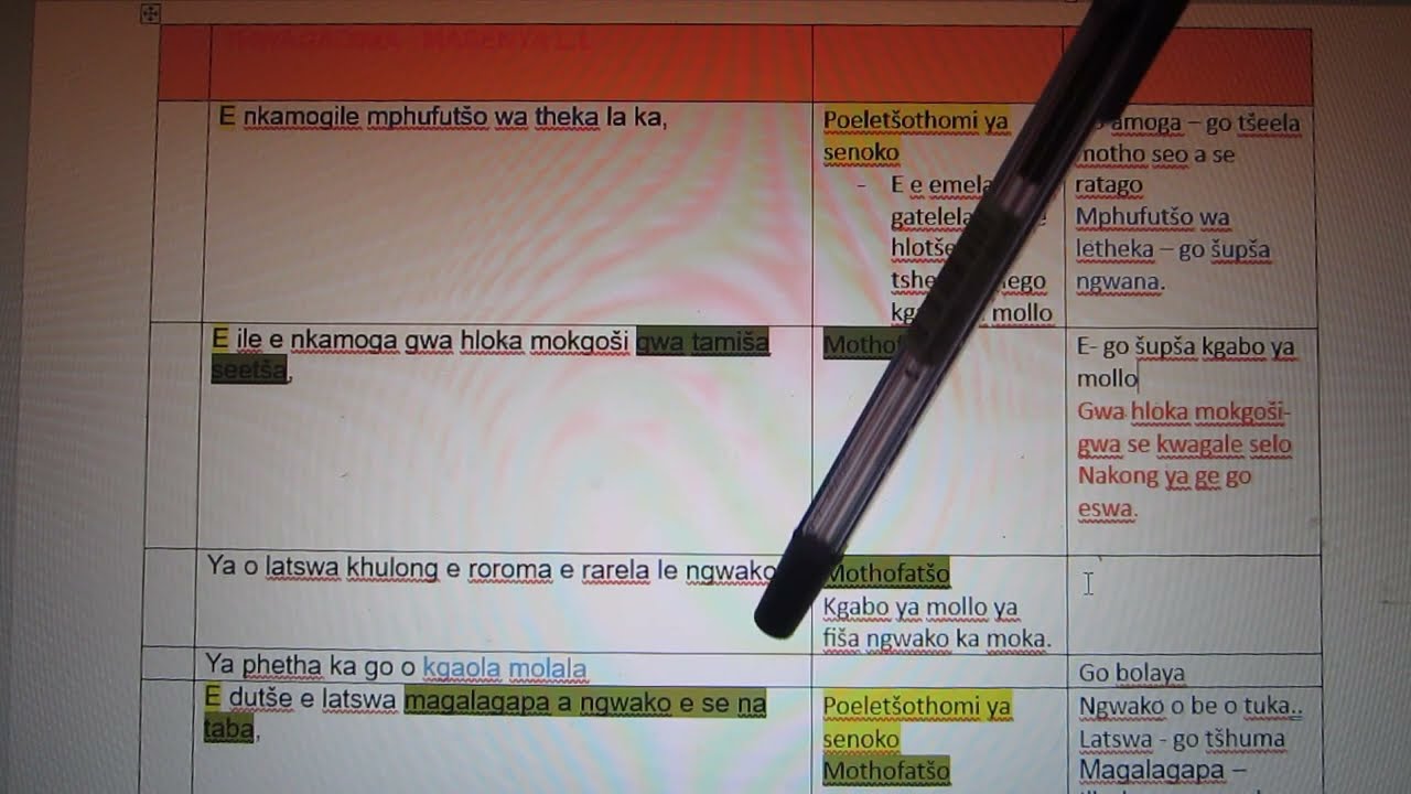 Thwagadima 1: Pheko ya letšwa (letšwa ke go diriša dihlare go lefeletša motho yoo a bolailwego)