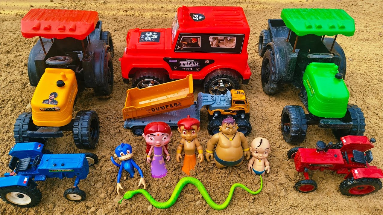 देखो बच्चों भीम ने Thar गाड़ी को जंगली जानवरों से बचाया !! Krishna toy 2 