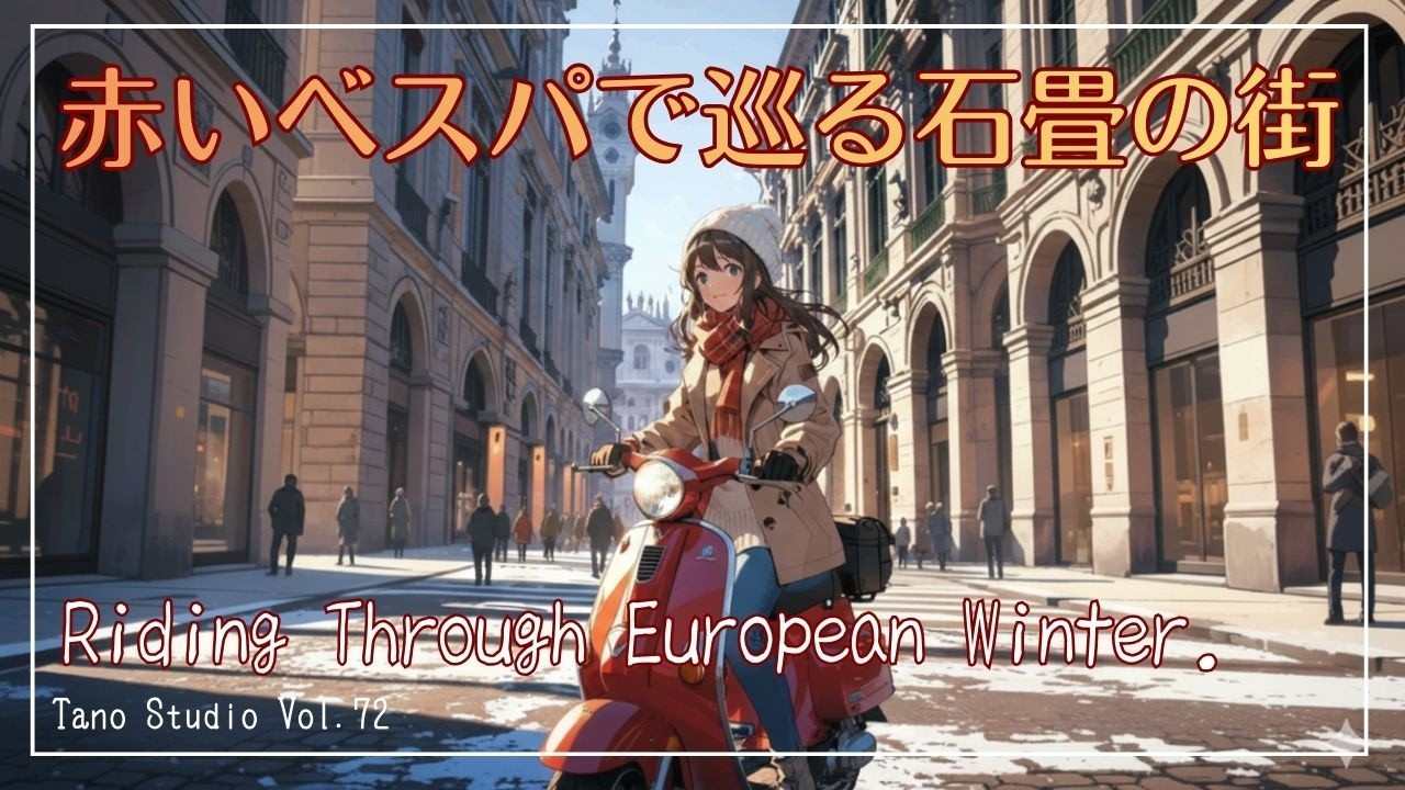 【癒しBGM】赤いベスパで巡る石畳の街 | ヨーロッパの冬を駆ける / Riding Through European Winter. | Chill & Relaxing Beats.|