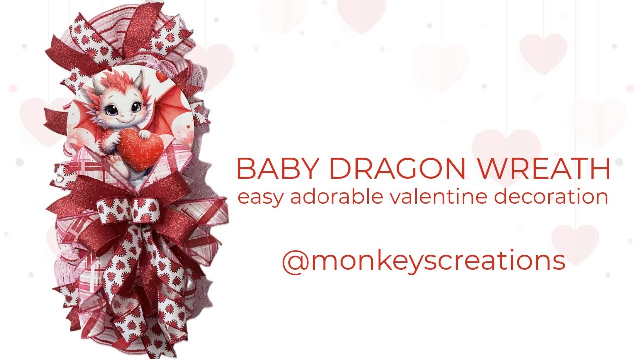 How to Make a Valentine Dragon Deco Mesh Wreath #homedecor