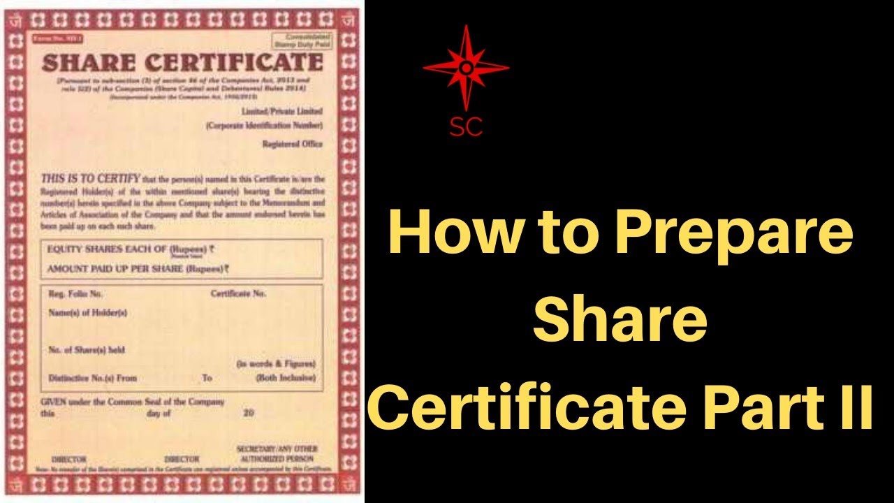 How to write Share Certificate Part II