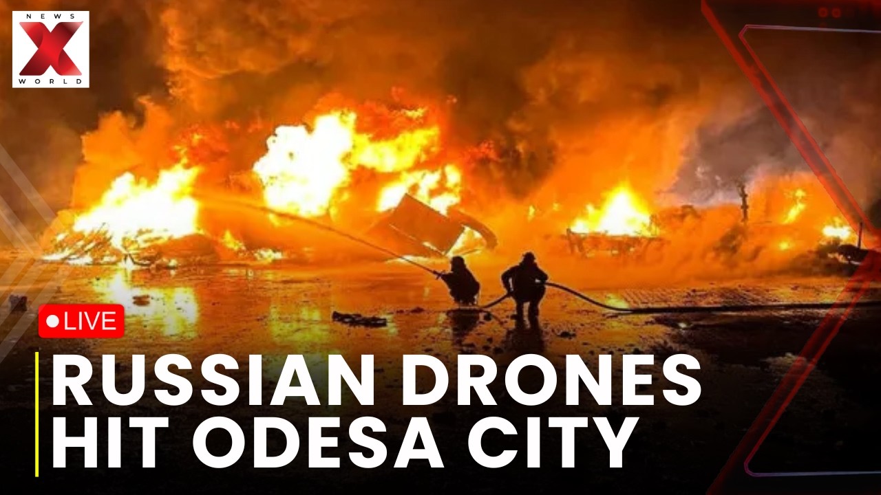 Russian drone attack in Odesa LIVE : Russian drones strike Odesa region| Firefighters battle blaze