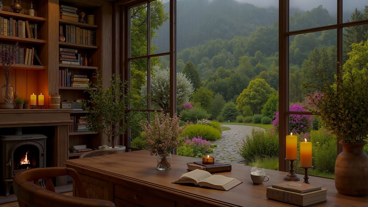 Cozy Winter Coffee Ambience | Relaxing Jazz Piano & Fireplace Sounds for Study & Work