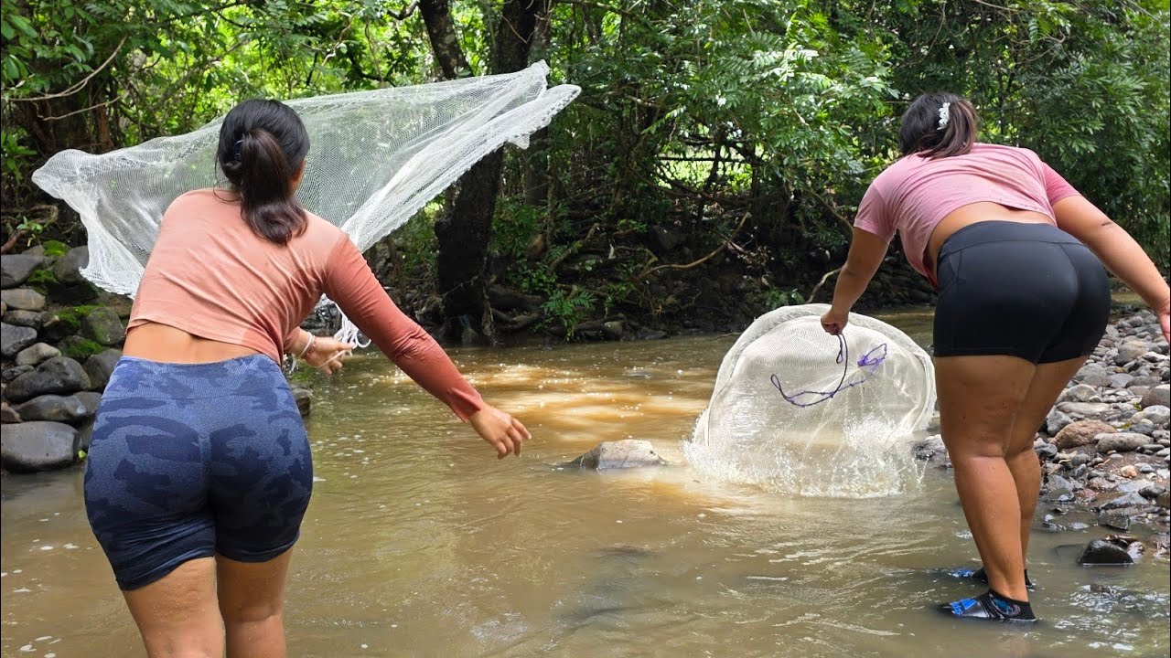😲🔴PESCA CON ATARRAYA EN EL RIO JALALA/CHICAS SALVADOREÑAS 🇸🇻