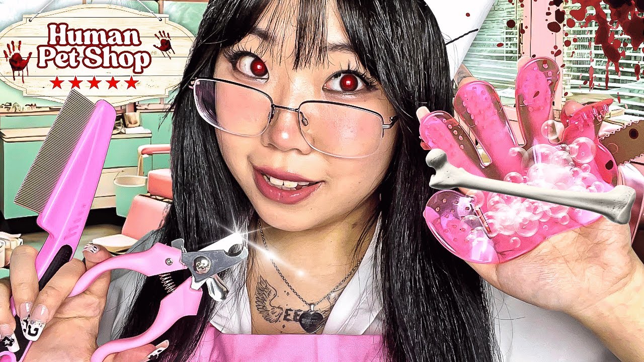 Grooming✂️ and Selling YOU at the HUMAN PET Shop👤🥩 ASMR EP 2 (Haircut, Bug Searching, Nails, Makeup)