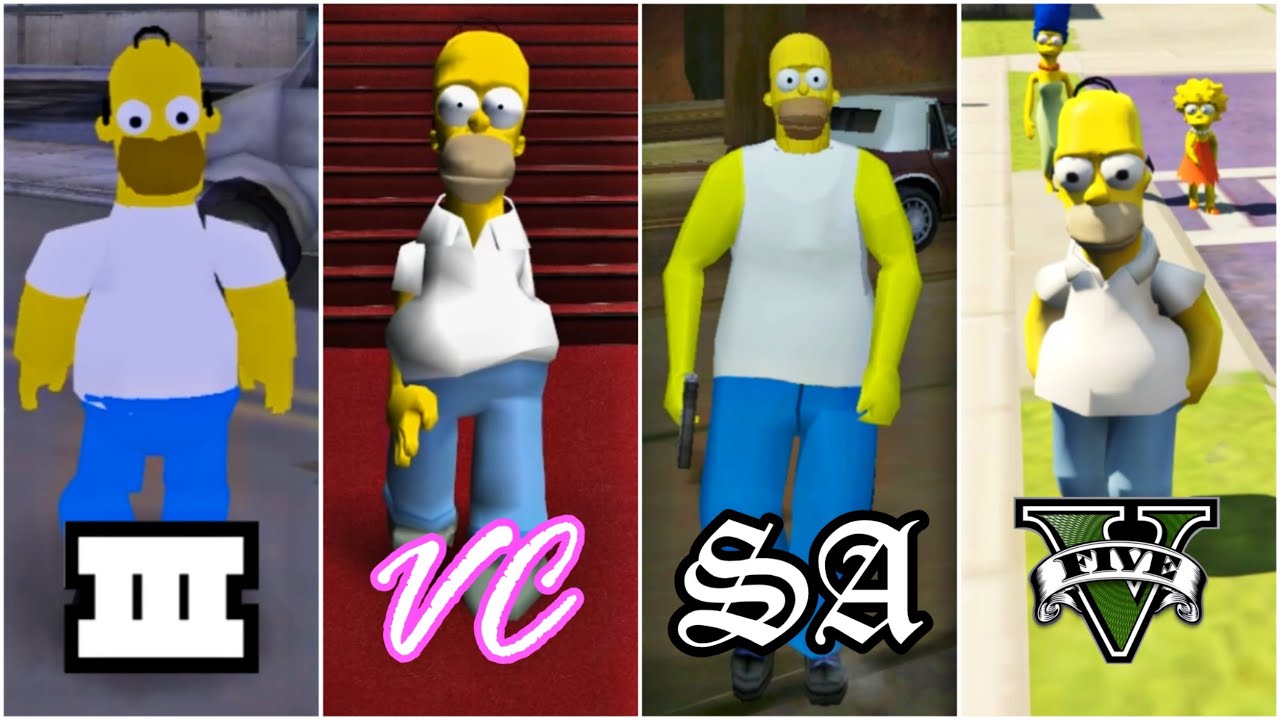 HOMER Visits Every GTA Games | Simpsons Evolution