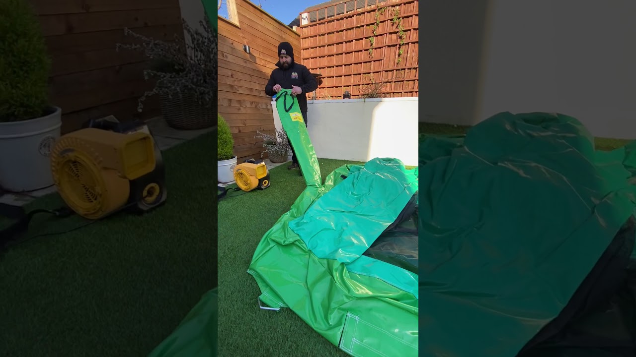 How to set up and inflate an indoor bouncy castle